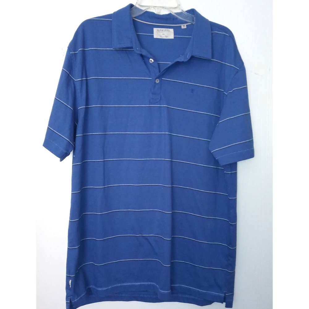 Link Soul Polo Shirt Men XL Golf Tempus Fugit Blue Stripes Turtle Emblem